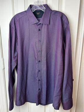 Eton SandXO 2-Ply Iridescent Purple MicroPattern Houndstooth Mens Shirt 44 (XL)